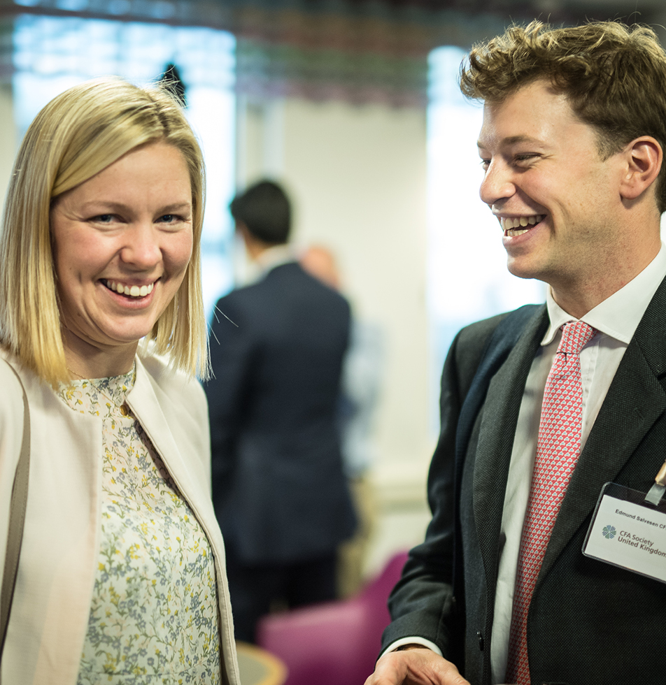 Two people laughing