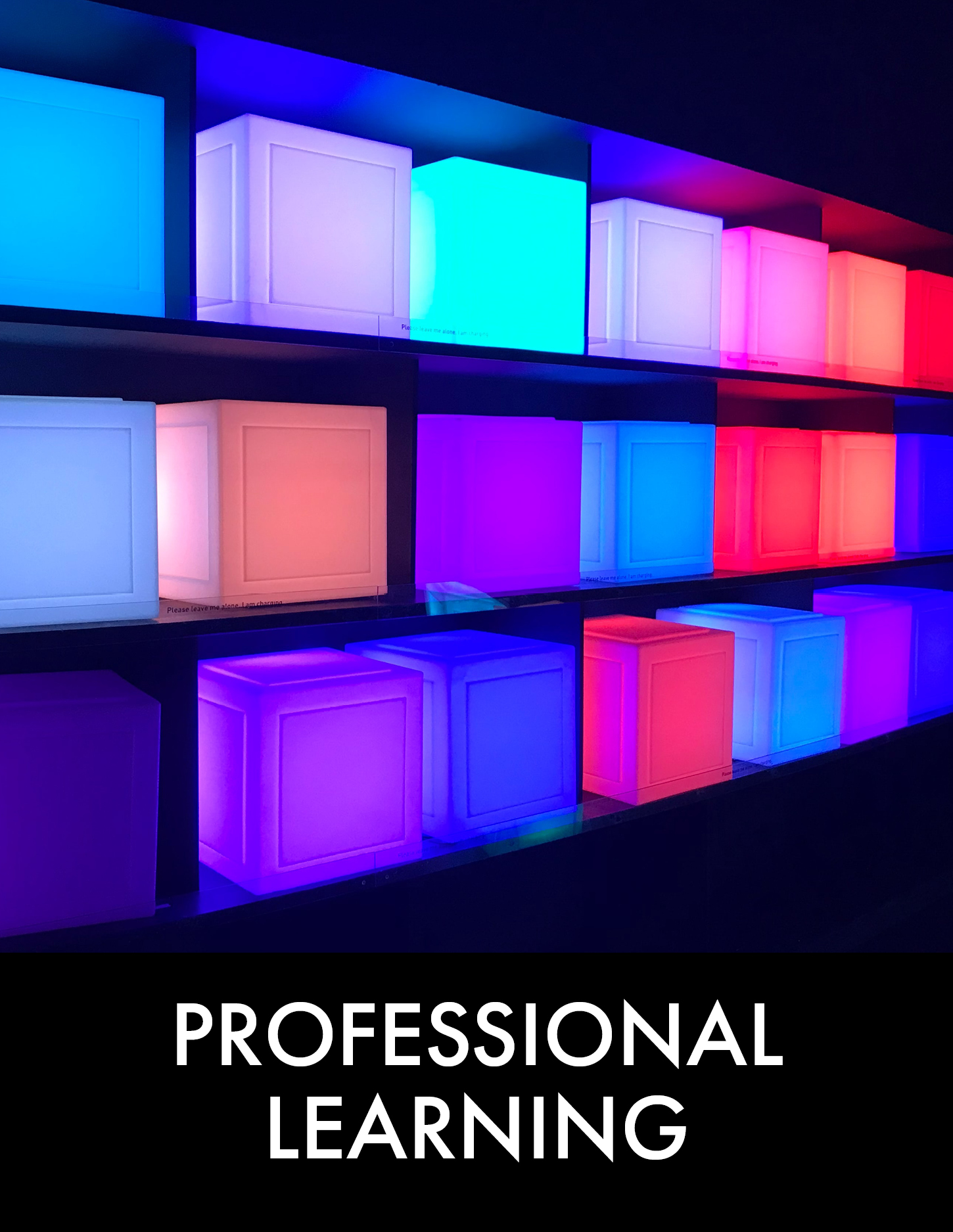 Coloured light boxes floating