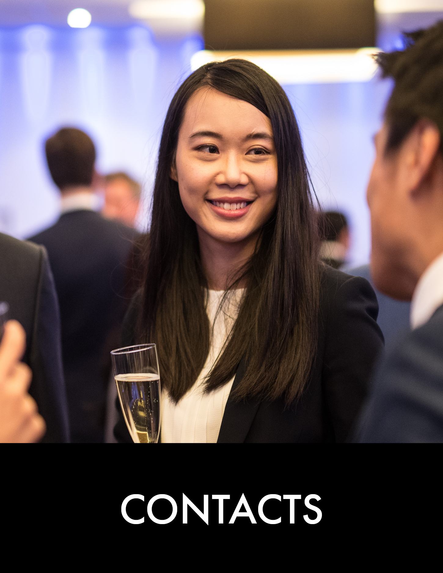 A woman meets a man at an event